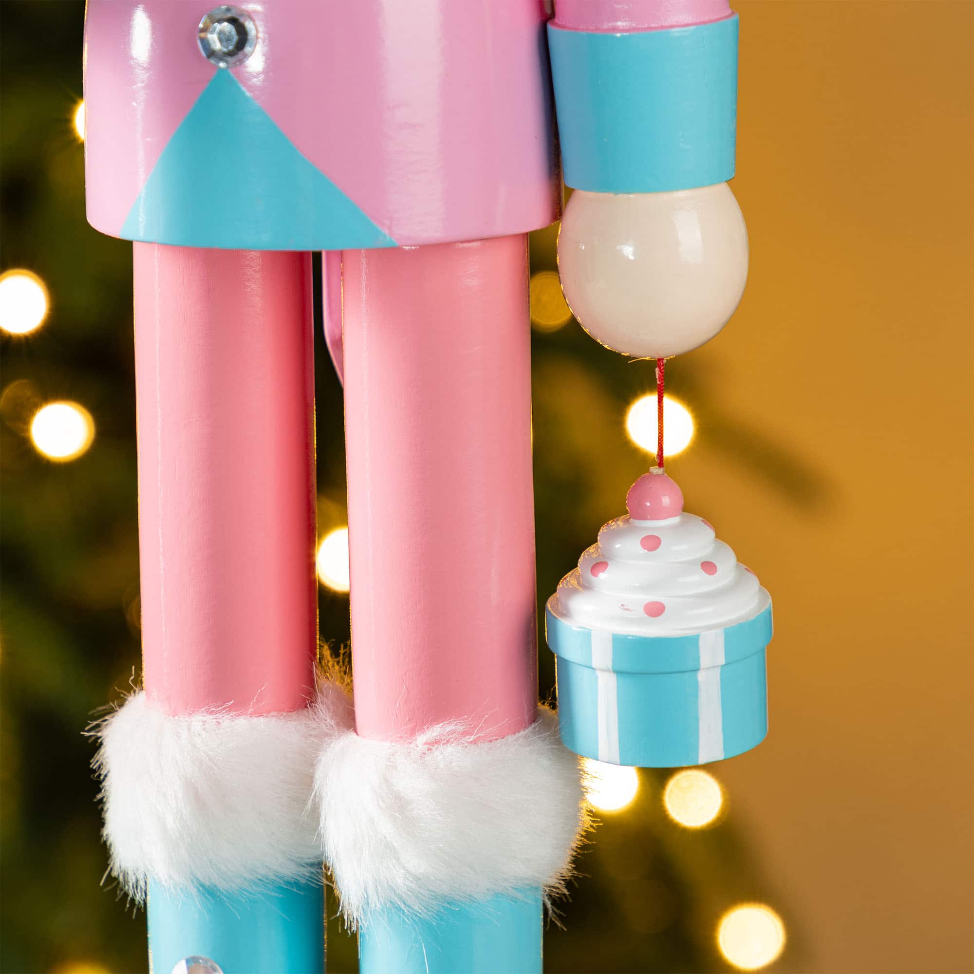 Glitzhome® 24"H Wooden Christmas Pink Cake Nutcracker